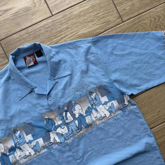 Y2K Southpole Skater Blue Button Up Shirt - Picture 2 of 5